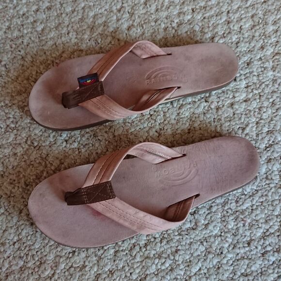 Rainbow luxury leather single layer arch light pink sandals size 8.5